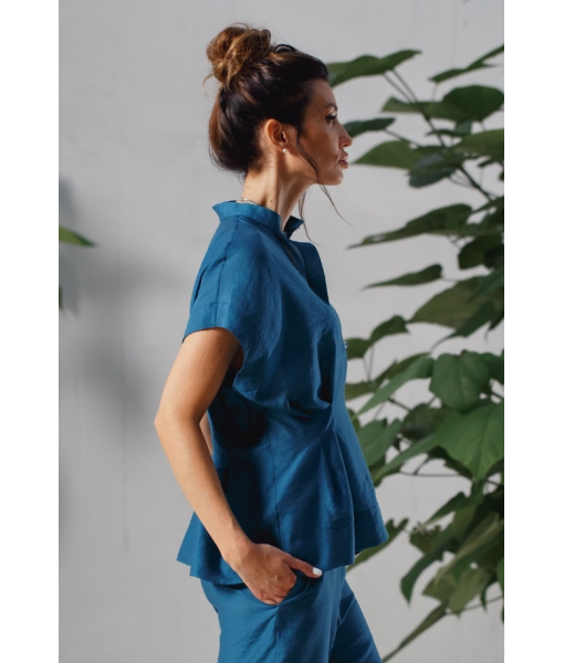 Summer blouse with snaps (blue)