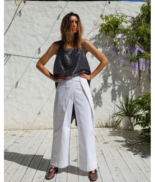 Assymetric cotton trousers (white)
