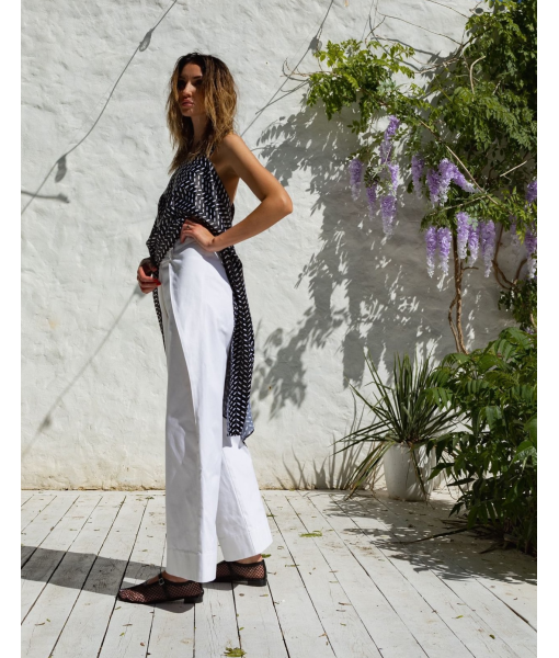 Assymetric cotton trousers (white)
