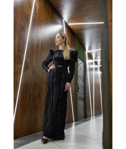 Long dress with an open back (black)