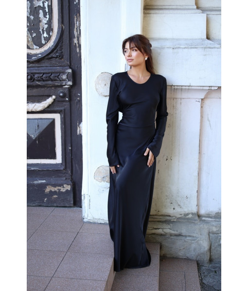 Silk dress with bias cut (black, white)