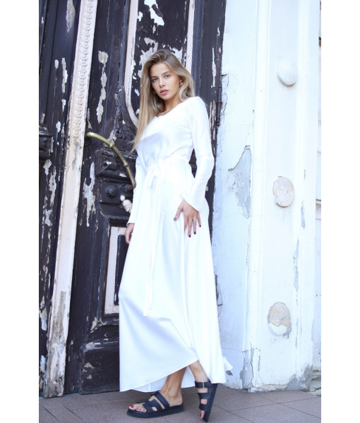 Silk dress with bias cut (black, white)