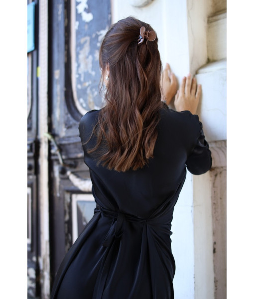 Silk dress with bias cut (black, white)
