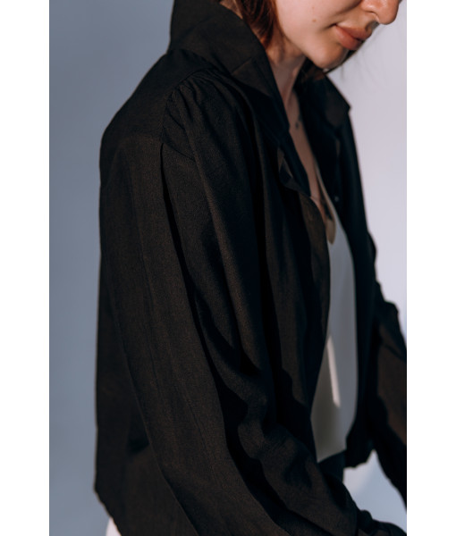 Safari linen shirt (white, black)