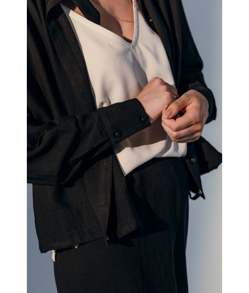 Safari linen shirt (white, black)