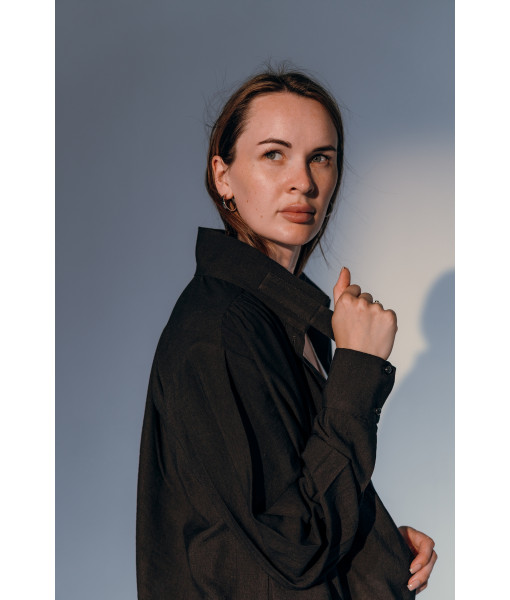 Safari linen shirt (white, black)