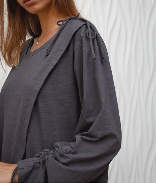 Knitted suit (cardigan and palazzo) grey