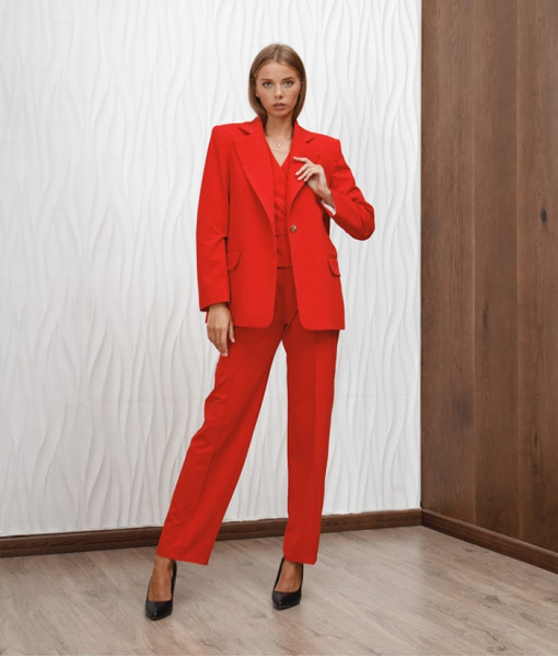 Red pants with an arrow