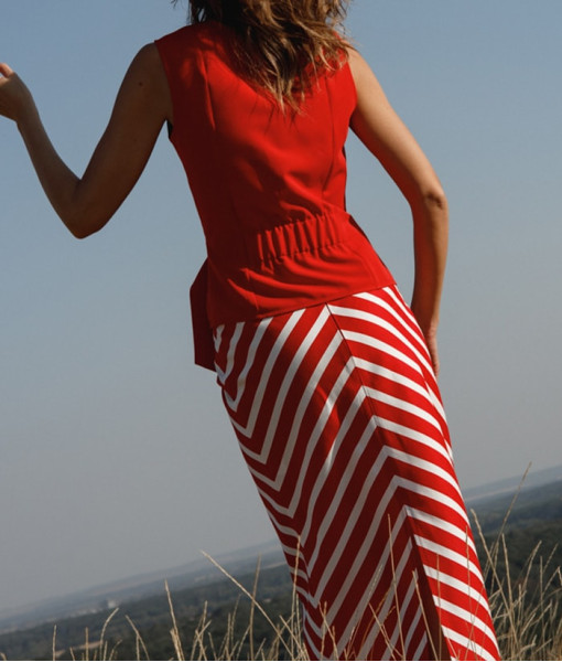 A red skirt with a white stripe
