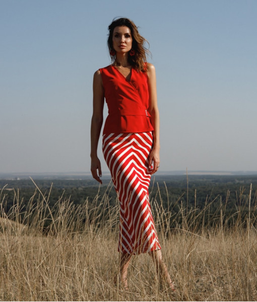 A red skirt with a white stripe
