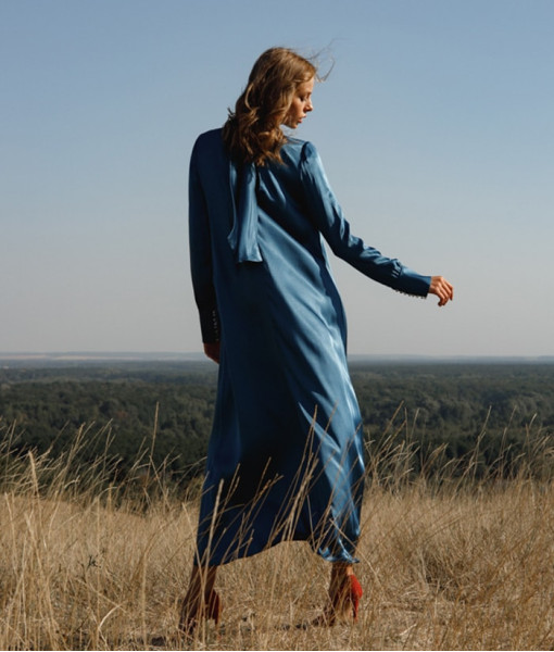 Viscose-silk dress (deep blue color)