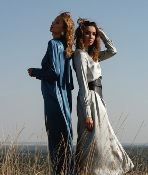 Viscose-silk dress (deep blue color)