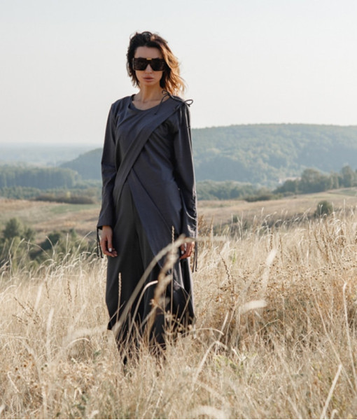 Knitted suit (cardigan and palazzo) grey