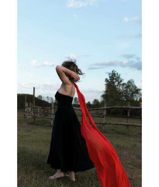 Silk evening dress (black, white)