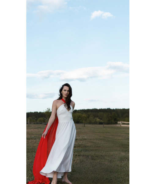 Silk evening dress (black, white)