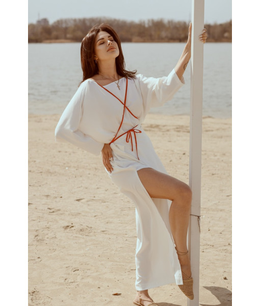 Silk dress with lacing (black, white)