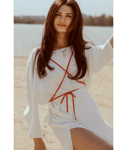 Silk dress with lacing (black, white)