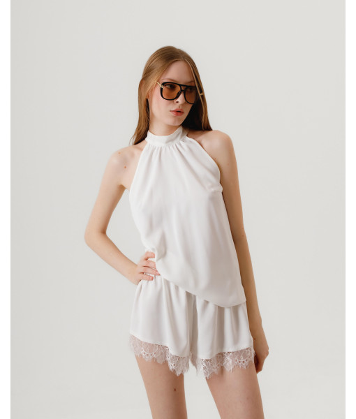 Crepe silk shorts (cream)