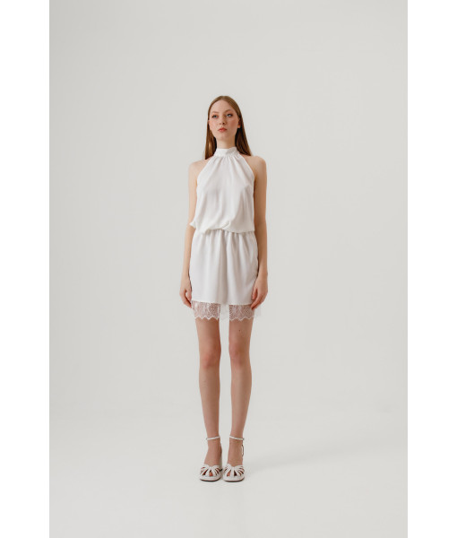 Lace mini skirt (white)
