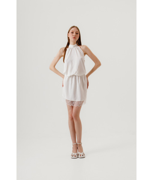 Lace mini skirt (white)
