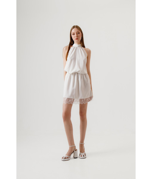 Lace mini skirt (white)