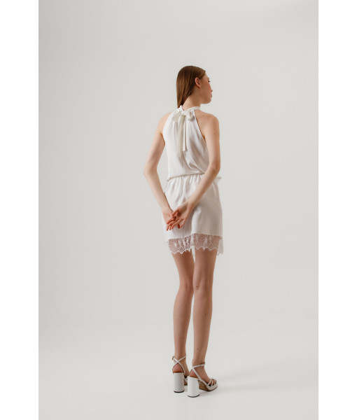 Lace mini skirt (white)