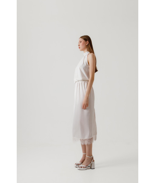 Midi skirt with lace (white)