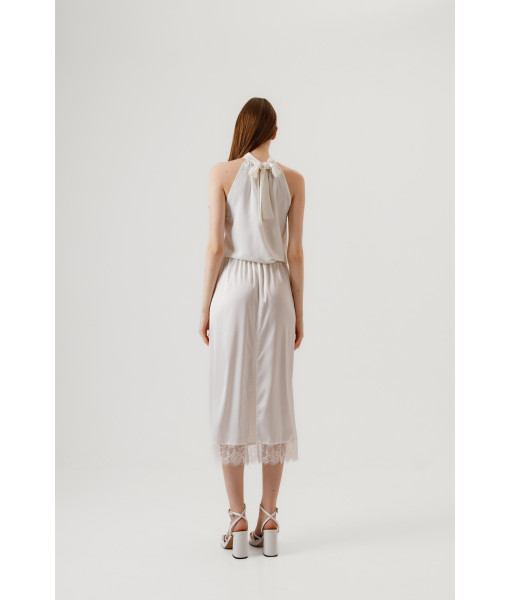 Midi skirt with lace (white)