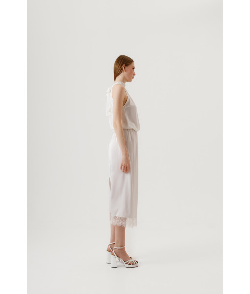 Midi skirt with lace (white)
