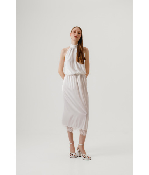 Midi skirt with lace (white)