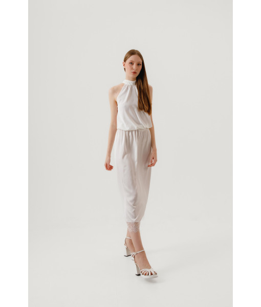 Midi skirt with lace (white)