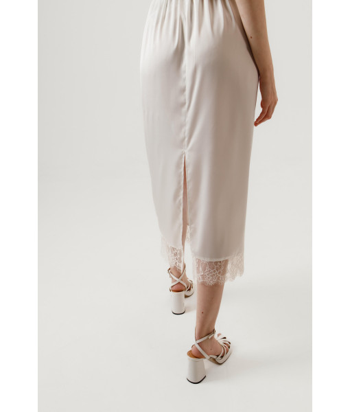 Midi skirt with lace (white)