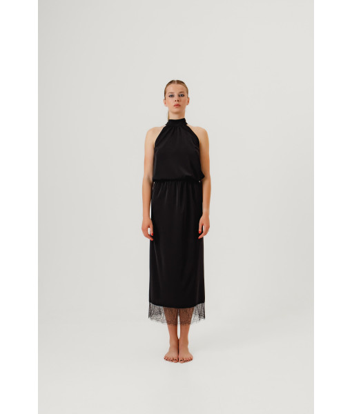 Midi skirt with lace (black)