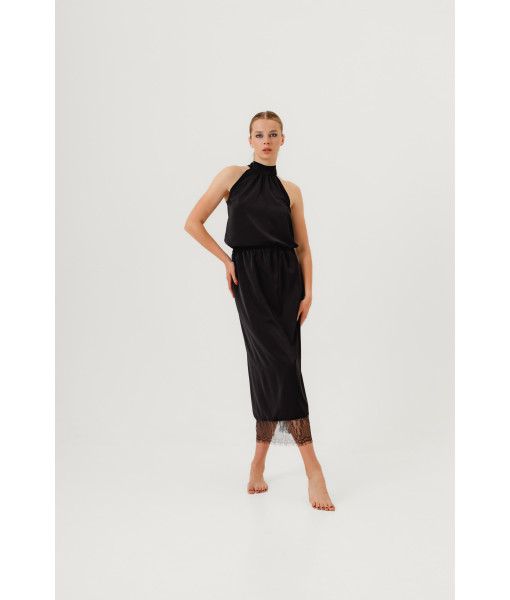 Midi skirt with lace (black)