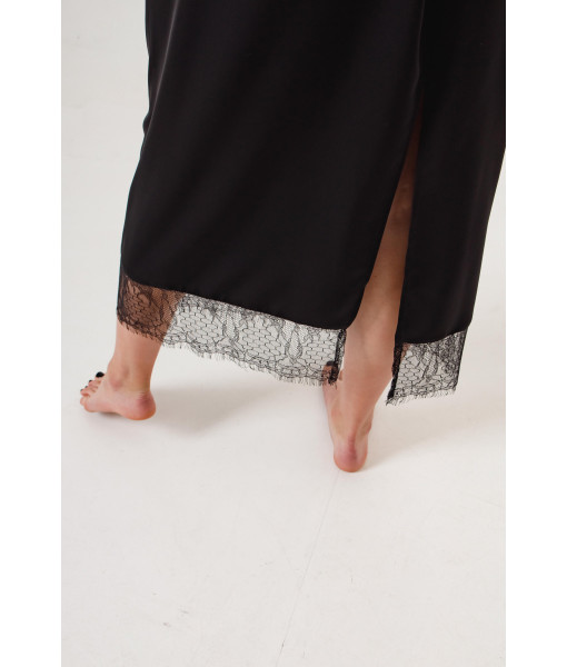 Midi skirt with lace (black)