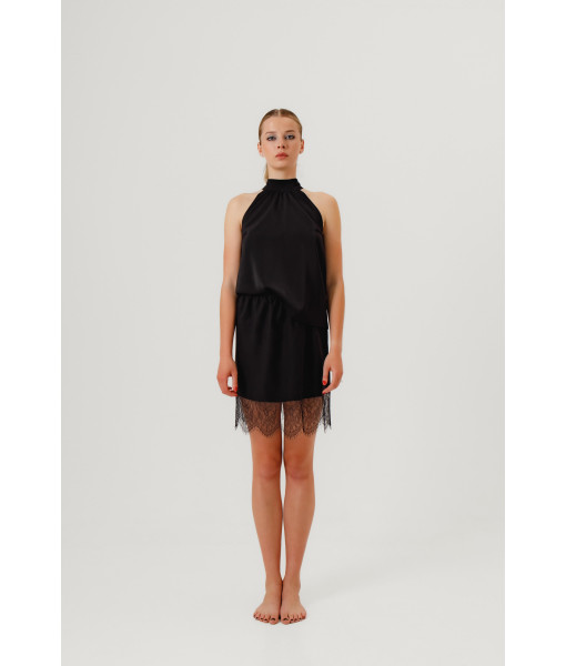 Lace mini skirt (black)