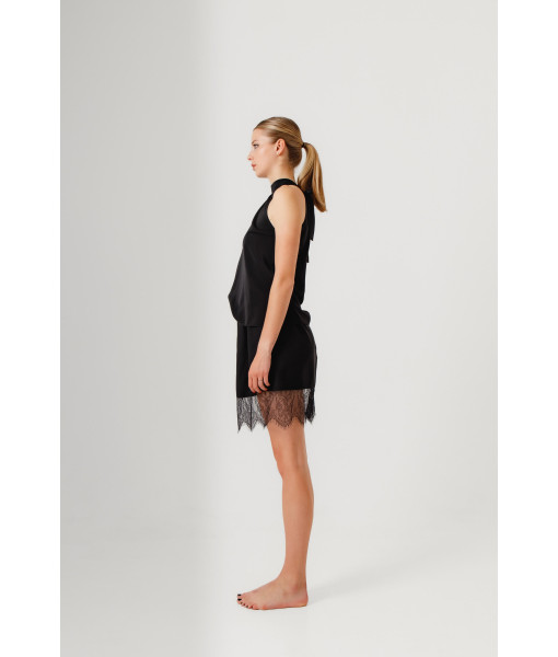 Lace mini skirt (black)