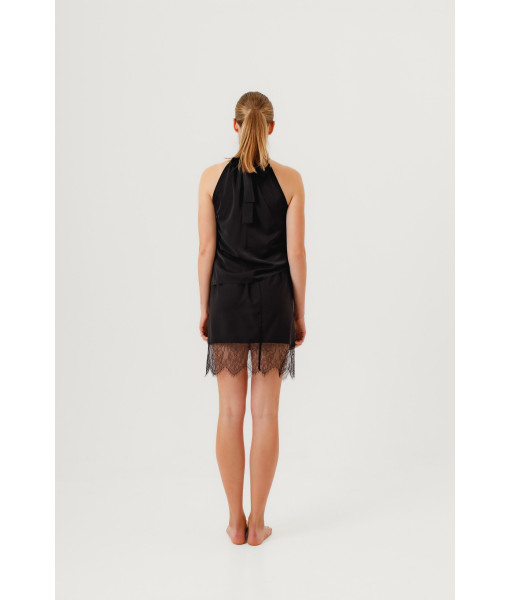Lace mini skirt (black)