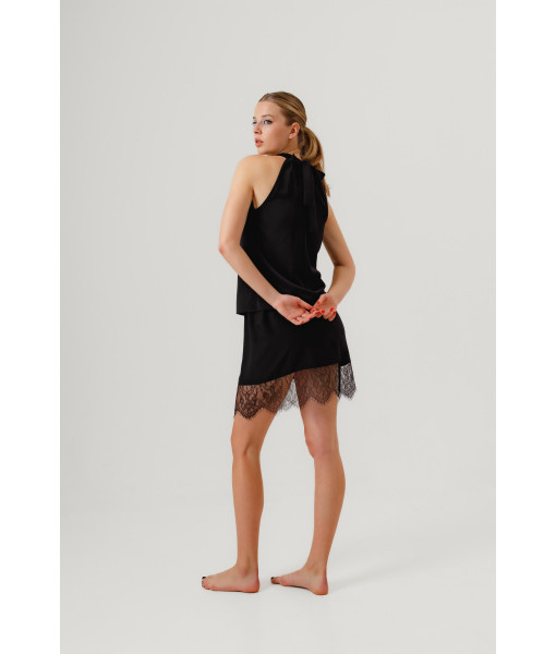 Lace mini skirt (black)