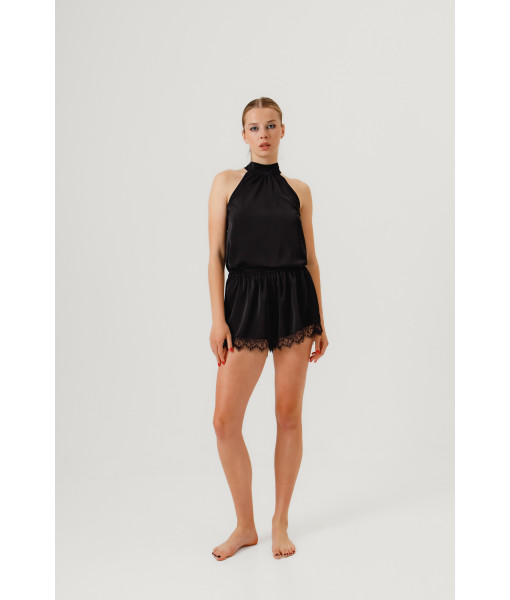 Crepe silk top (black)