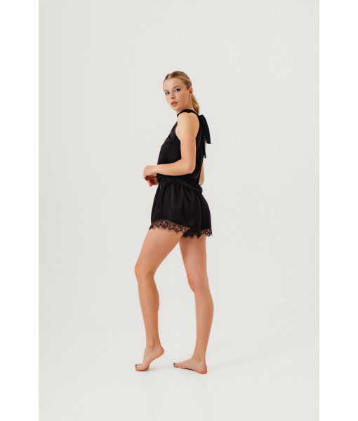 Crepe silk top (black)