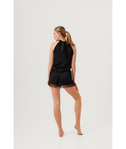Crepe silk top (black)