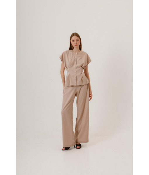 Palazzo pants made of suit fabric (beige)