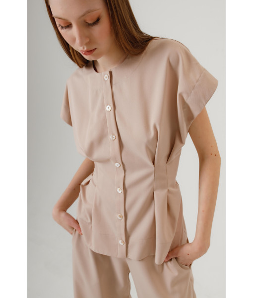Vest with pleats (beige)