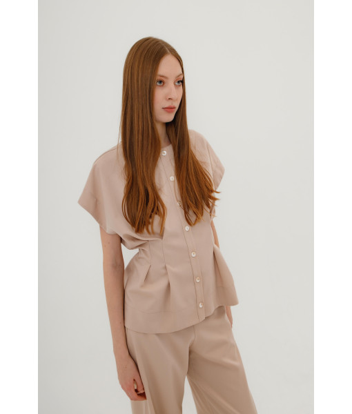 Vest with pleats (beige)