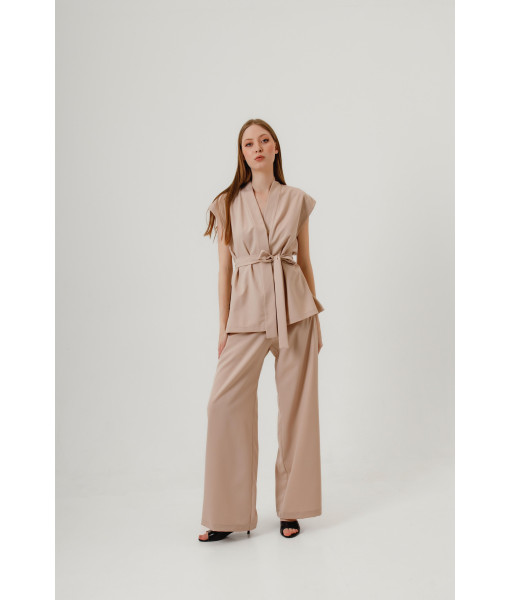 Kimono-style vest (beige)