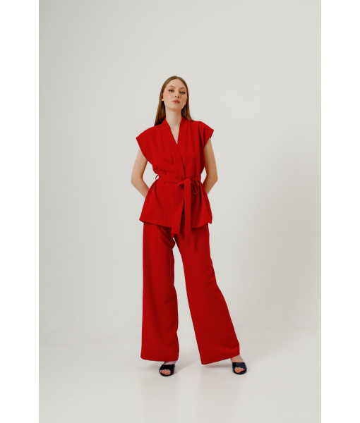 Kimono-style vest (red)