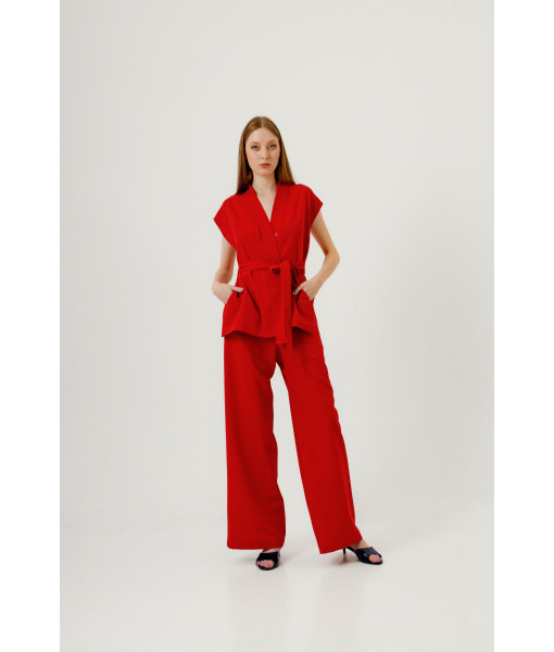 Kimono-style vest (red)