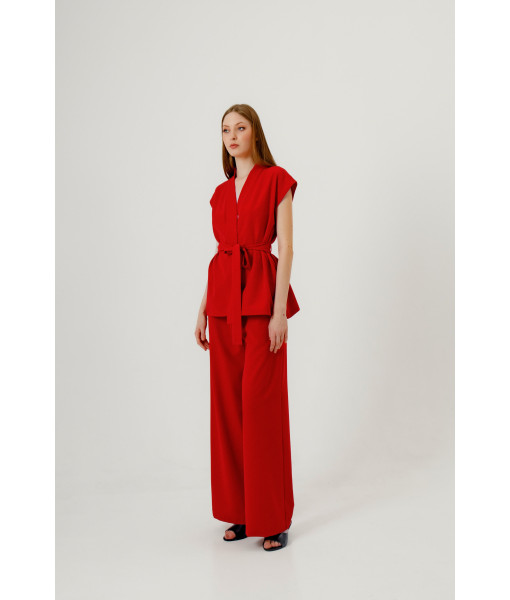 Kimono-style vest (red)