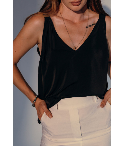 Classic crepe silk T-shirt (ivory, black)
